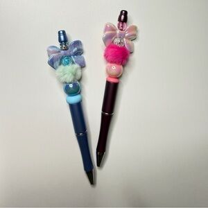 Handmade Beadable Pen Set (2) + Mystery Stickers